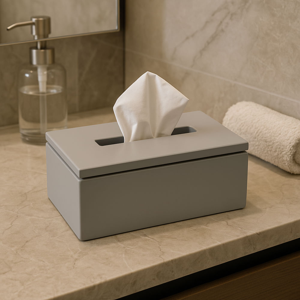 Porta Lencos Flex Cinza Claro Banho Mais 01